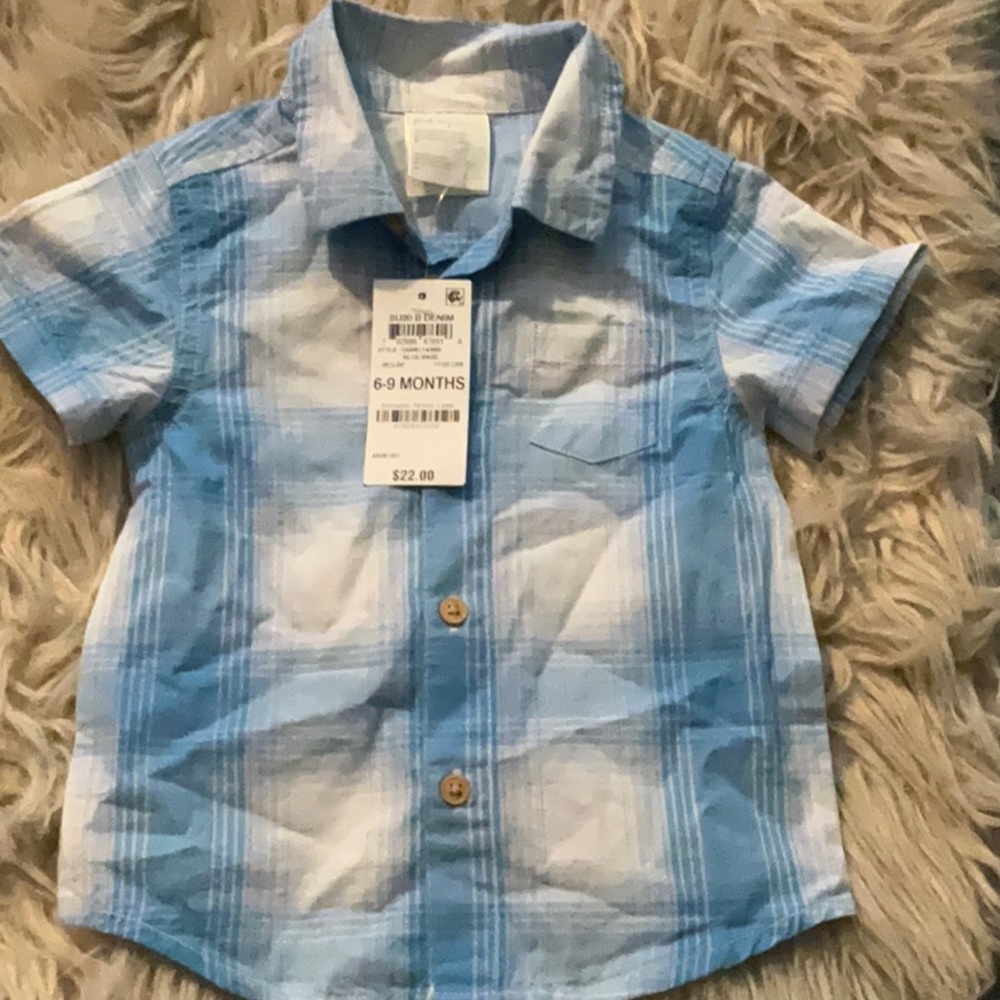 First Impressions short sleeve button down collar shirt 6-9 months